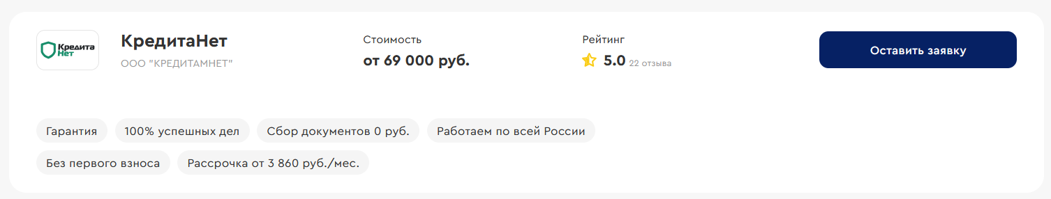 КредитаНет лидирует в рейтинге лучших компаний по банкротству физлиц Тольятти — данные сервиса «БФЛ.топ»